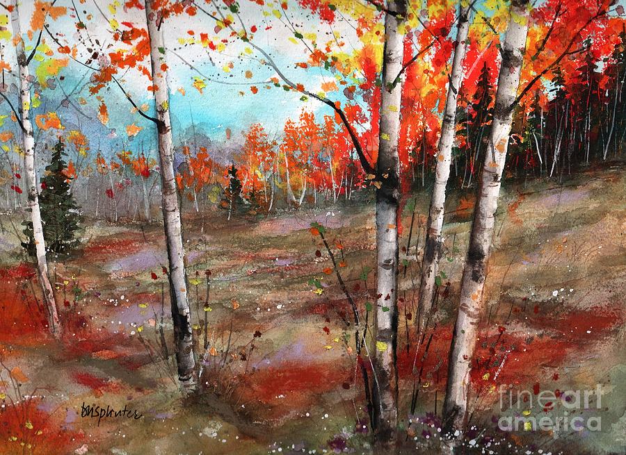 Birch Forest Painting - Fall Meadow by Diane Splinter