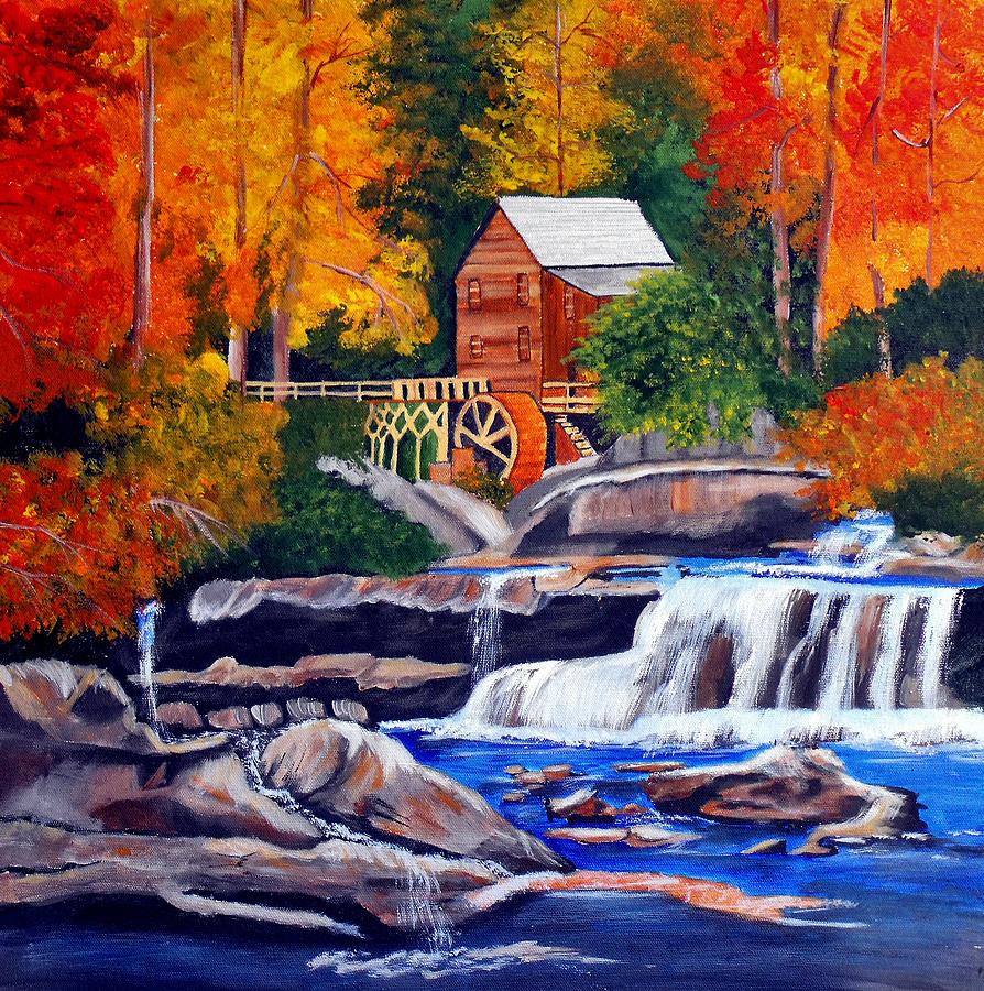 Landscape Painting - Fall Millhouse by Dia Spriggs