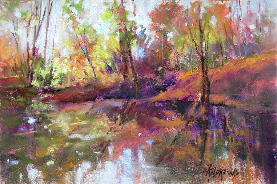 Fall Millpond Painting by Rae Andrews
