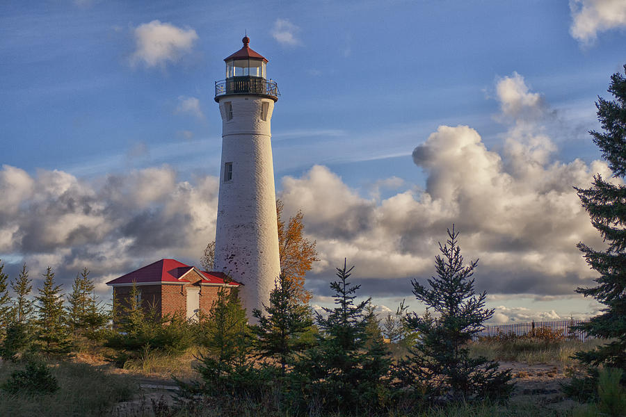 Lighthouse Photograph - Fall Morning at Crisp Point by Debby Richards