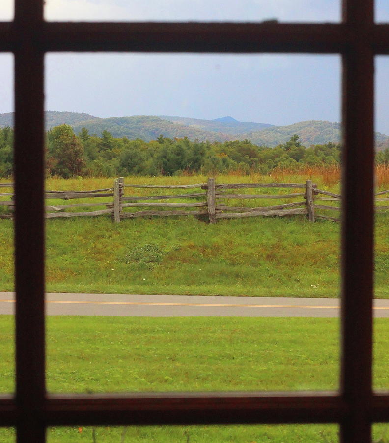 Nature Photograph - Fall Mountains Through The Window  by Cathy Lindsey
