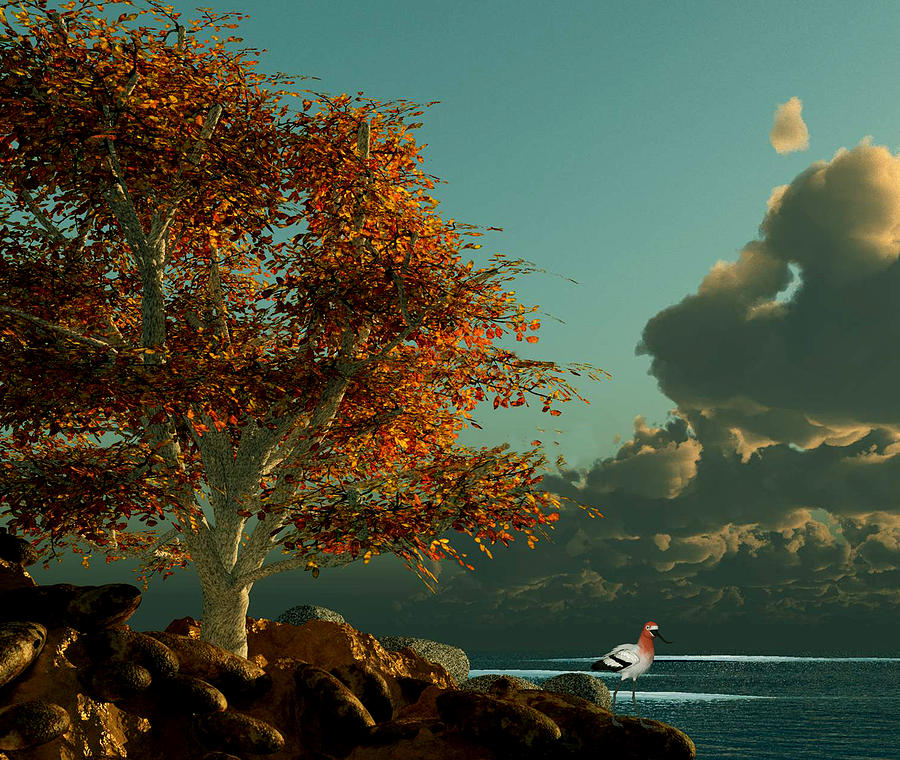 Fall Ocean Scene Digital Art by John Junek