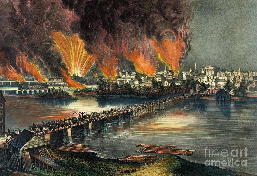 Fall of Richmond Painting by American School