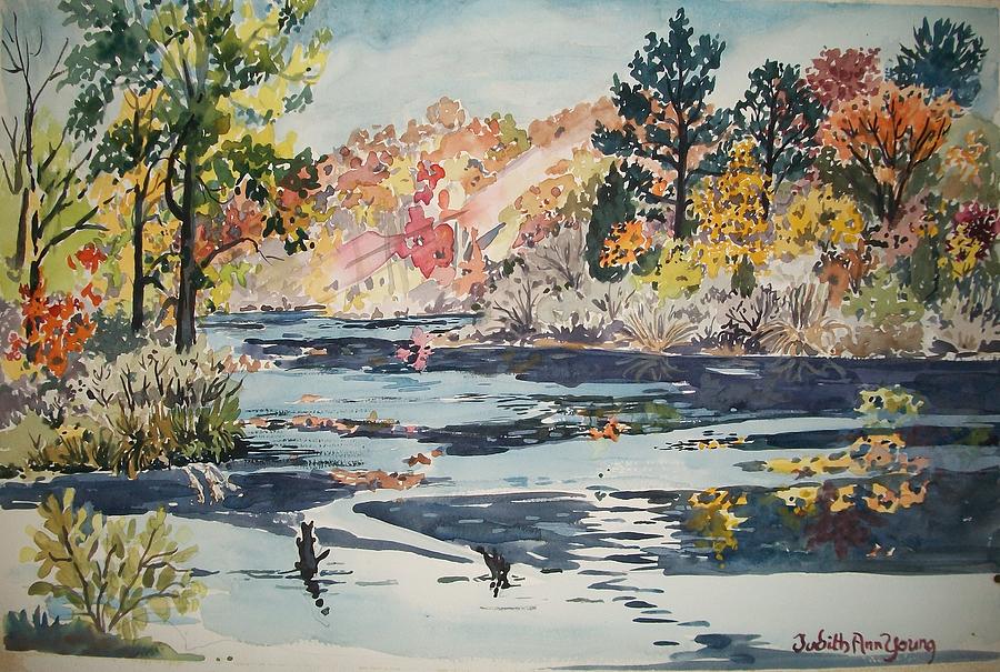 Fall on Baldwin Lake Painting by Judith Young