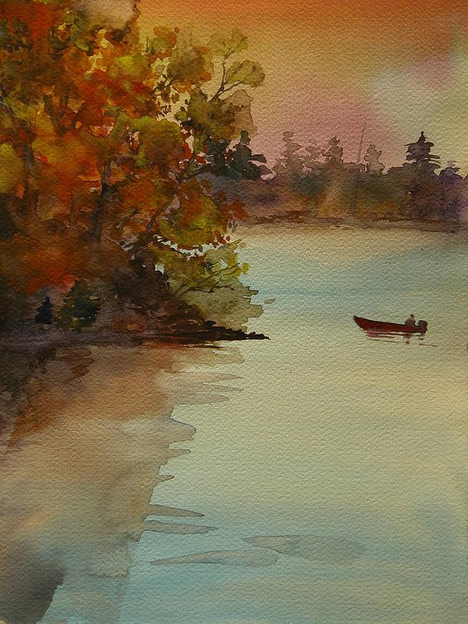 Fall on Canadian lake Painting by Walt Maes