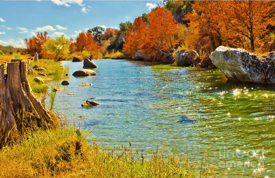 Fall on the Medina River Photograph by Michael Tidwell