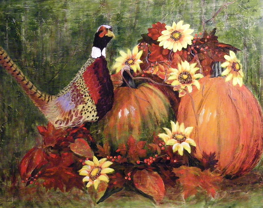 Fall Pheasant Painting by Terry Honstead