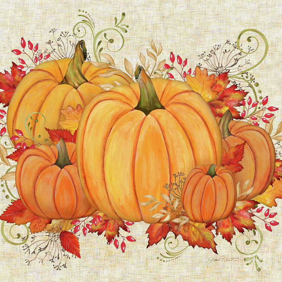 Fall Pumpkins Painting by Jean Plout