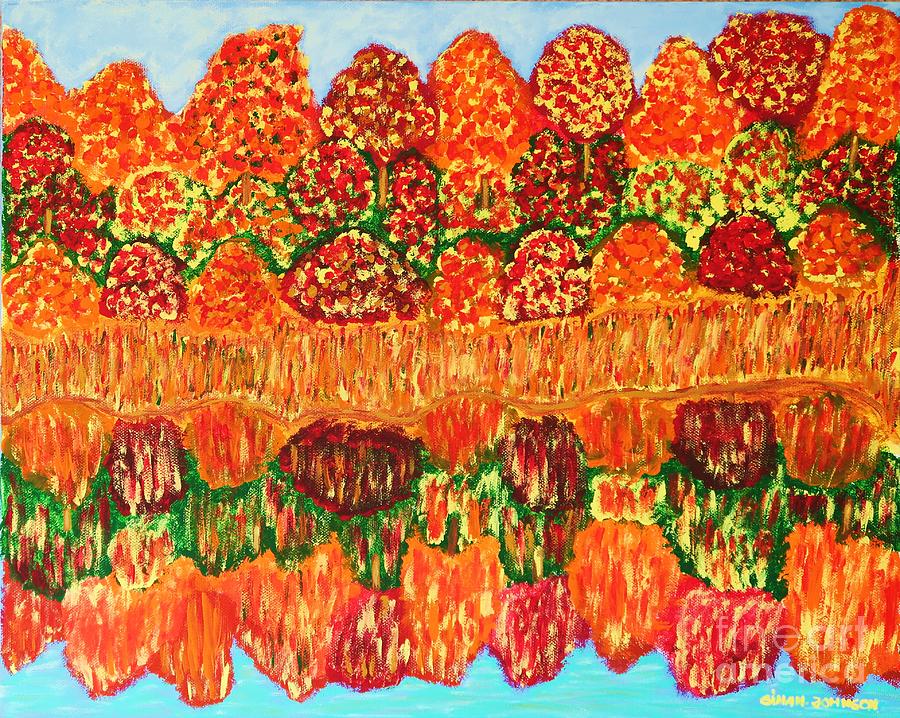 Fall reflection Painting by Gina Nicolae Johnson