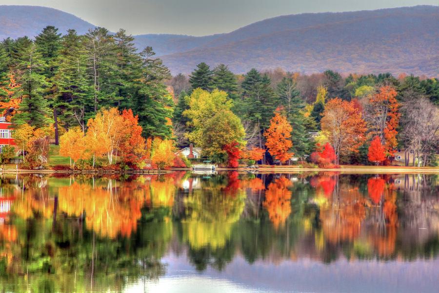 Fall reflection Lake Berkshires Mass. Photograph by Terry McCarrick