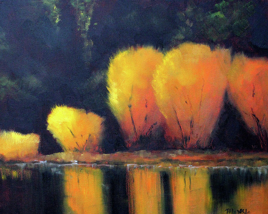 Fall Reflection Painting by Nancy Merkle