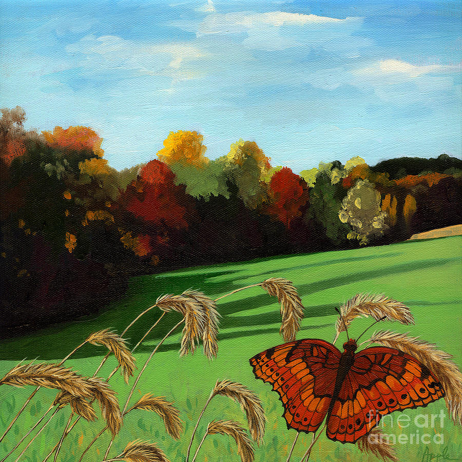 Fall scene of Ohio nature painting Painting by Linda Apple