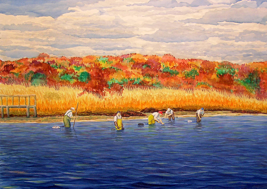 Fall Shellfishing in New England Painting by Charles Harden