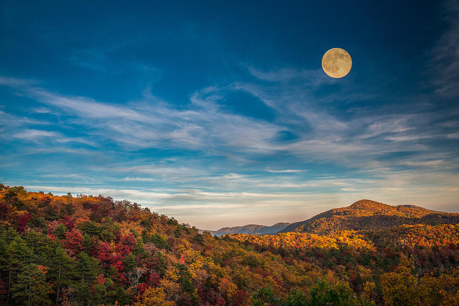 Fall Skies with Full Moon Photograph by Joye Ardyn Durham