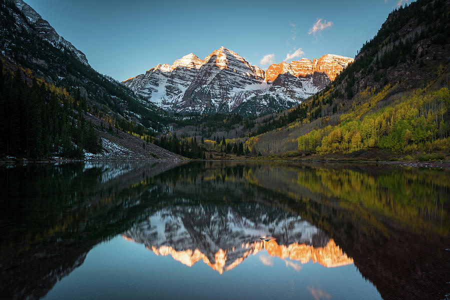 Fall Sunrise at Maroon Bells Photograph by James Udall