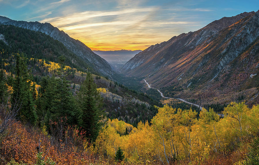Fall Sunset in Little Cottonwood Canyon Photograph by James Udall
