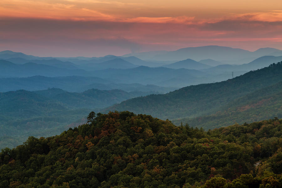 Fall Sunset in the Smoky Mountains Photograph by Teri Virbickis