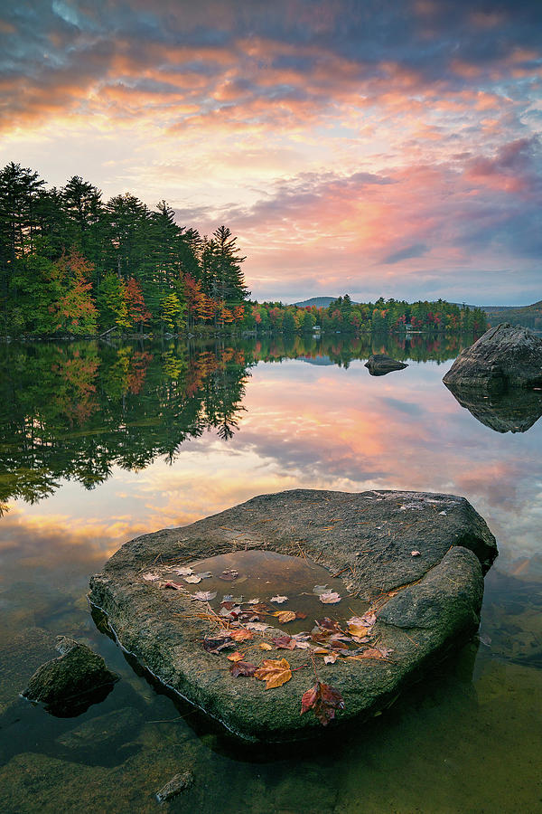 Fall Sunset Over Bear Pond Photograph by Darylann Leonard Photography
