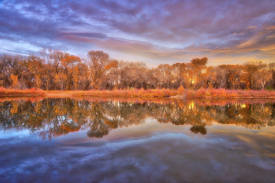 Fall Sunset Over The Pond Photograph