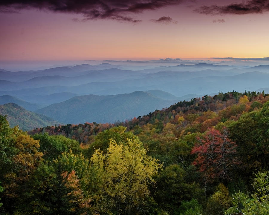 Fall Sunset the Blue Ridge Parkway Photograph by Kelly VanDellen