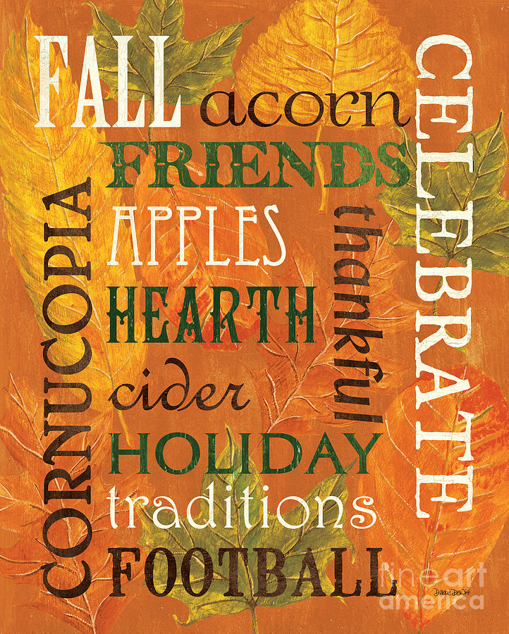 Fall Typography 2 Painting by Debbie DeWitt