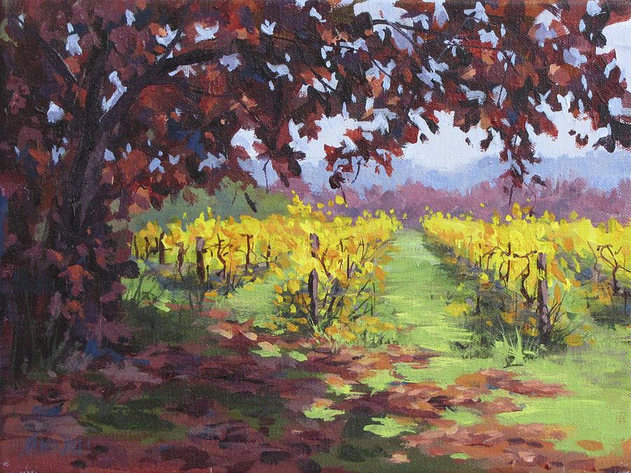 Fall Vineyard Painting by Karen Ilari