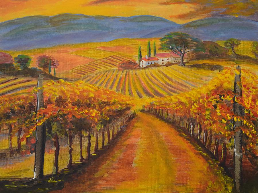 Fall Vineyards  Painting by Eric Johansen