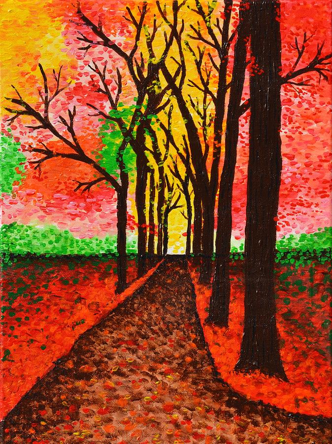Fall Walk Painting by Courtney Olson