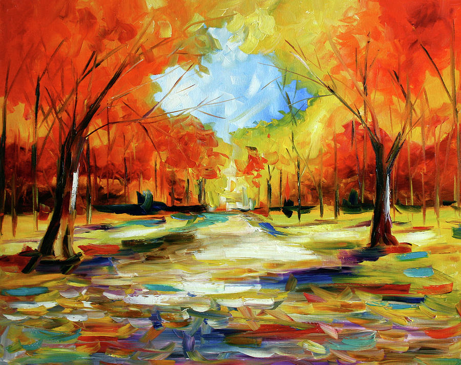 Fall Walk in the Trees Painting by Laurie Pace