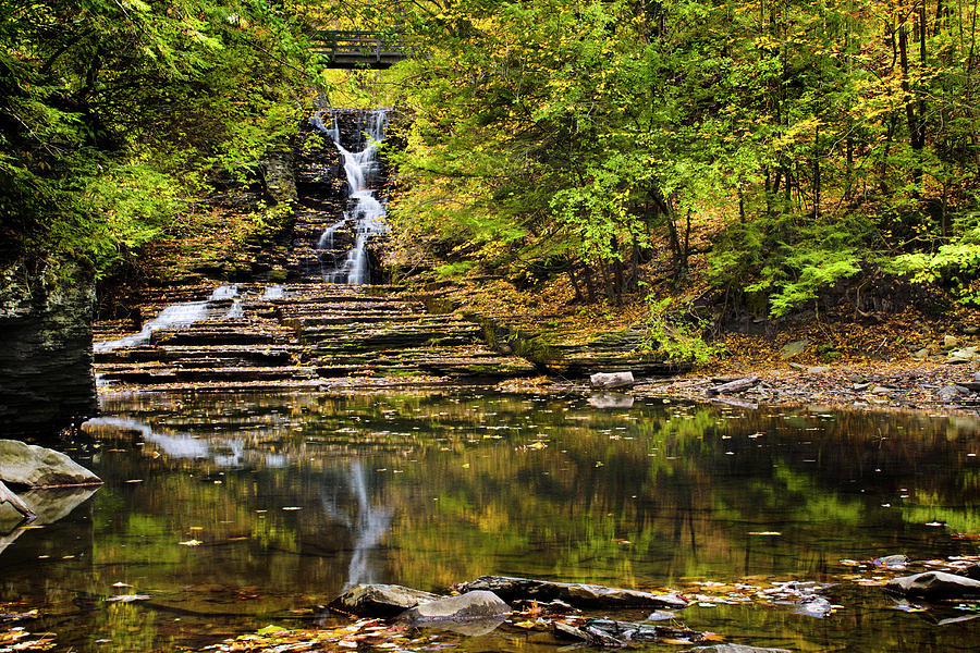 Fall Waterfall Creek Reflection Photograph by Christina Rollo