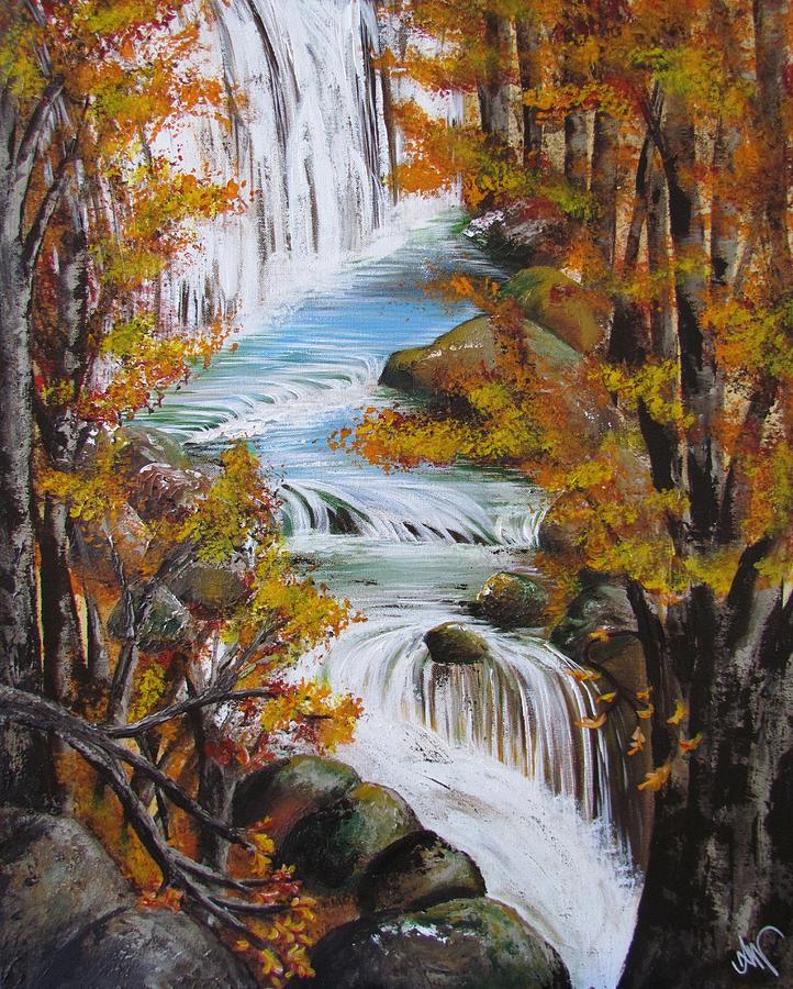 Fall Painting - Fall Waterfall by Mandy Joy