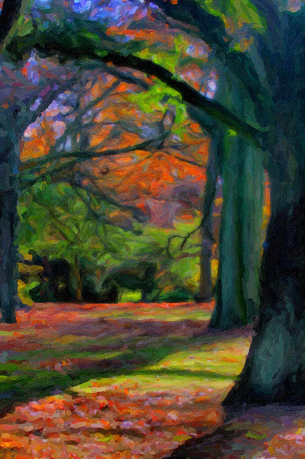 Fall Woods Painting by Celestial Images