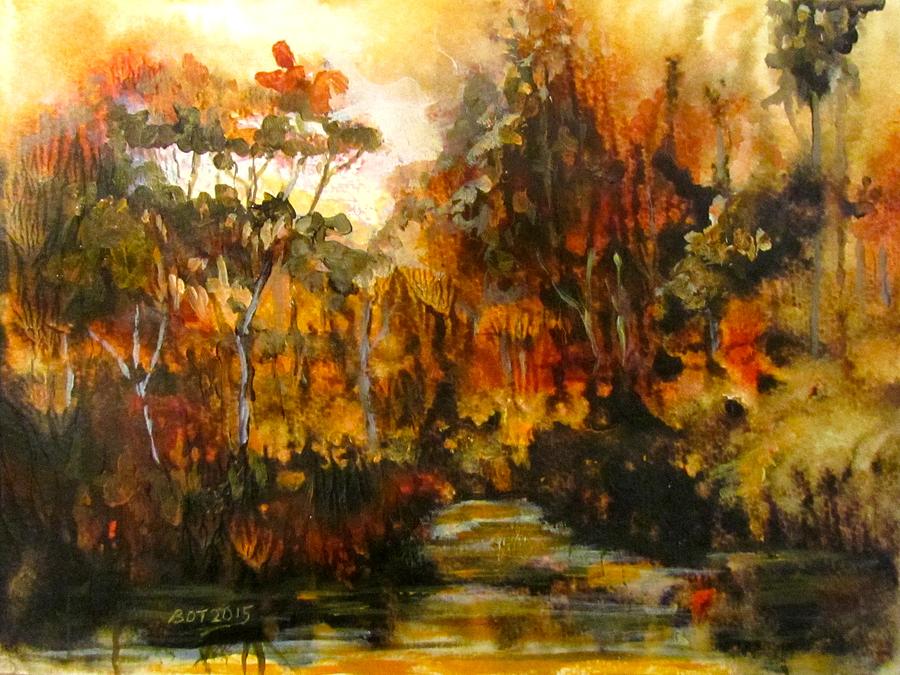 Fall Woods Painting by Barbara OToole