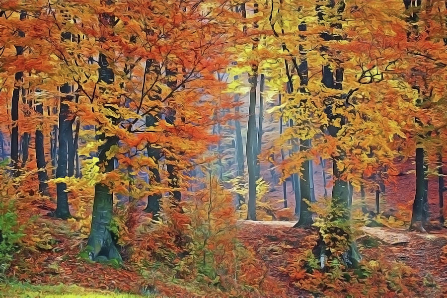 Fall Woods Painting by Harry Warrick