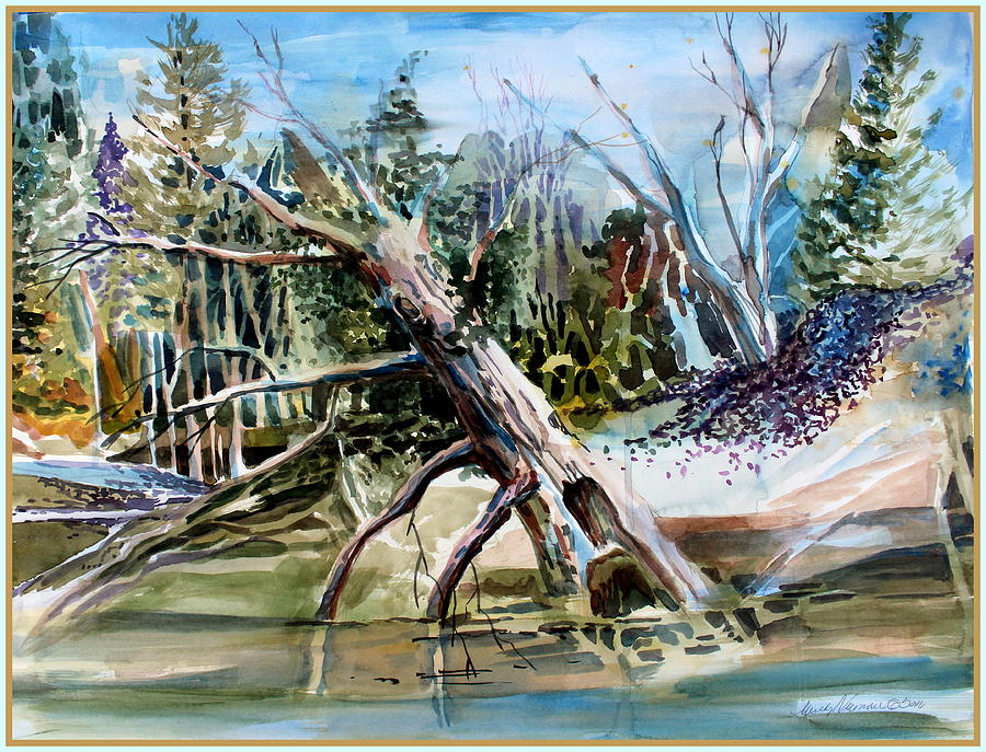 Fallen by the Rivers Edge Painting by Mindy Newman