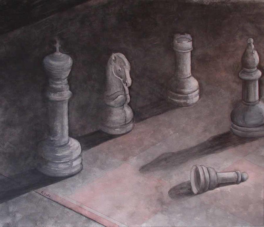 Fallen Chessman Painting by Sandy Clift