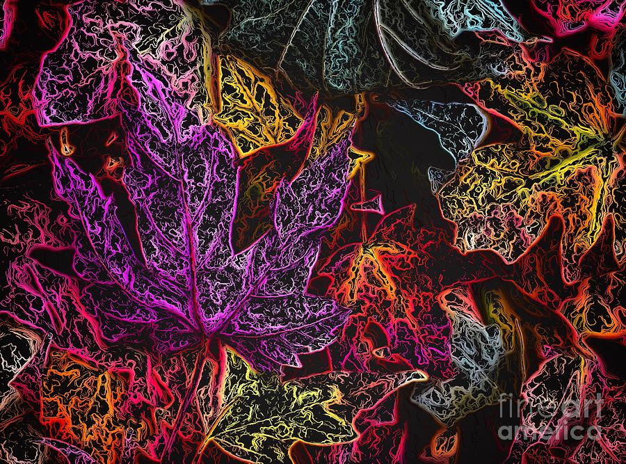 Fallen Colorful Leaves Abstract Digital Art by Amy Cicconi