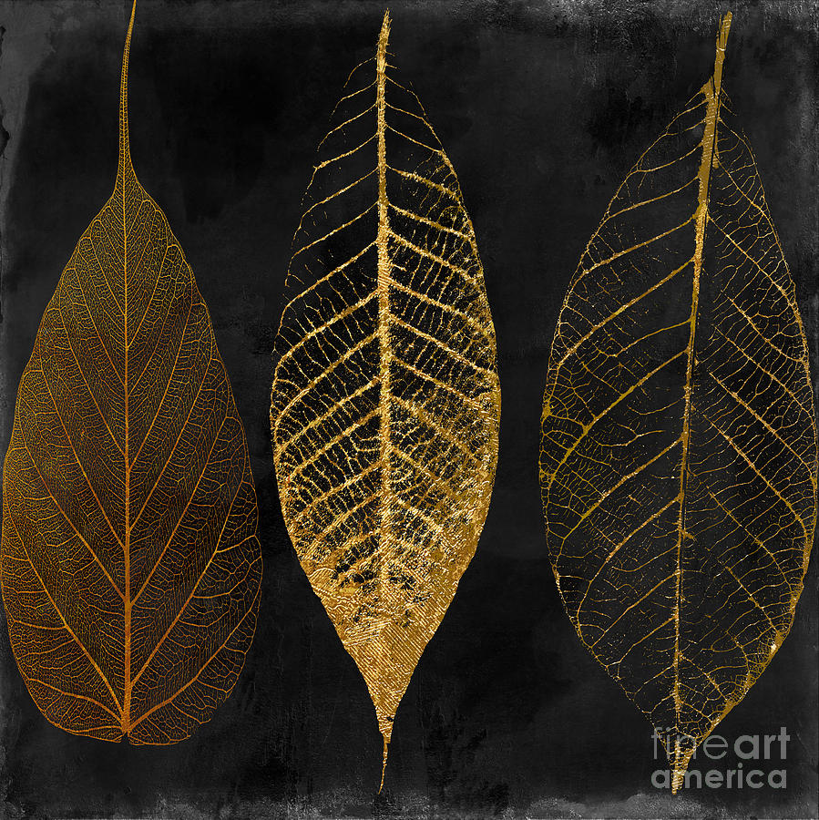 Leaf Painting - Fallen Gold II Autumn Leaves by Mindy Sommers