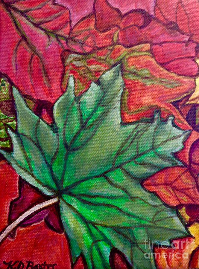 Fallen Green Maple Leaf in the Fall Painting by Kimberlee Baxter