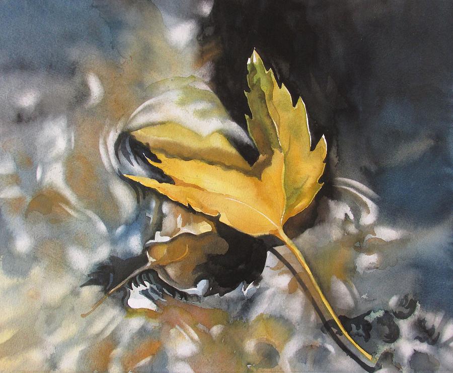 Fallen Leaf In Water Painting by Alfred Ng