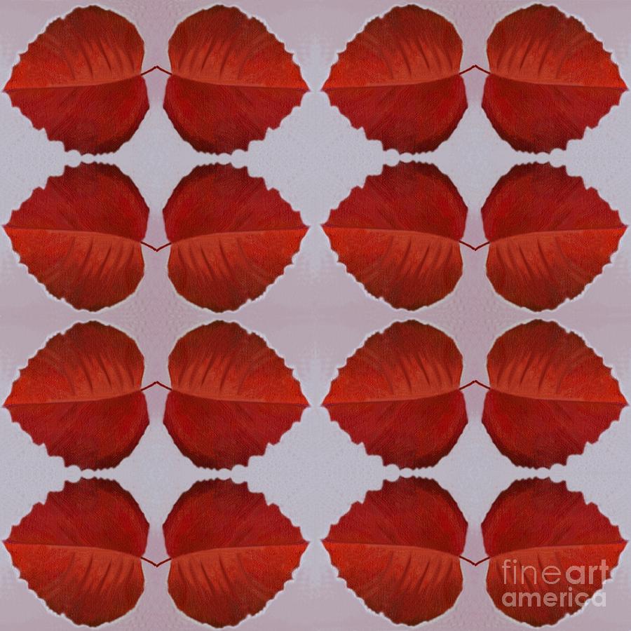 Fallen Leaves Arrangement In True Red Digital Art by Helena Tiainen