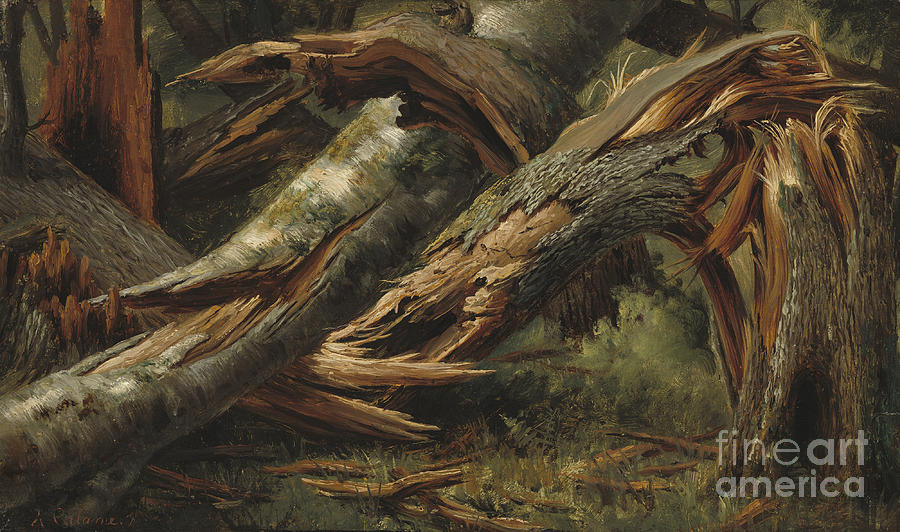 Fallen Tree Painting by Alexandre Calame