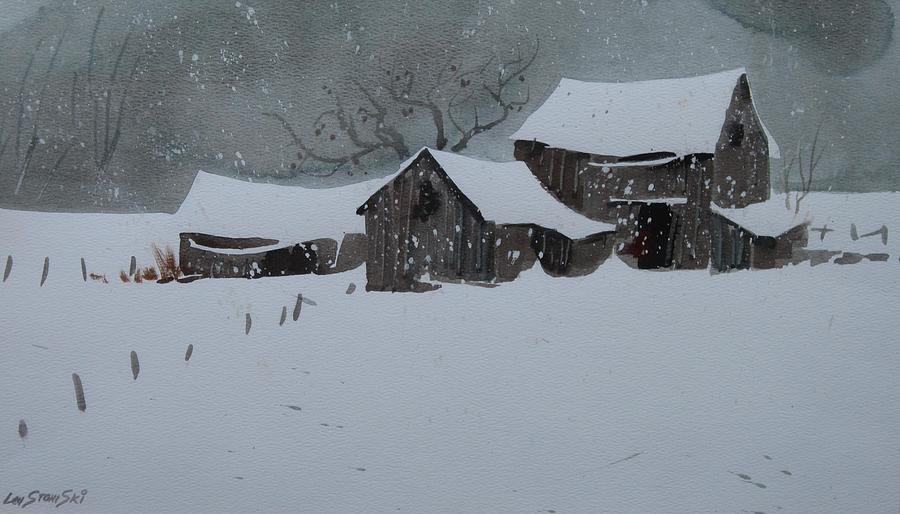 Winter Painting - Fallin Snow by Len Stomski
