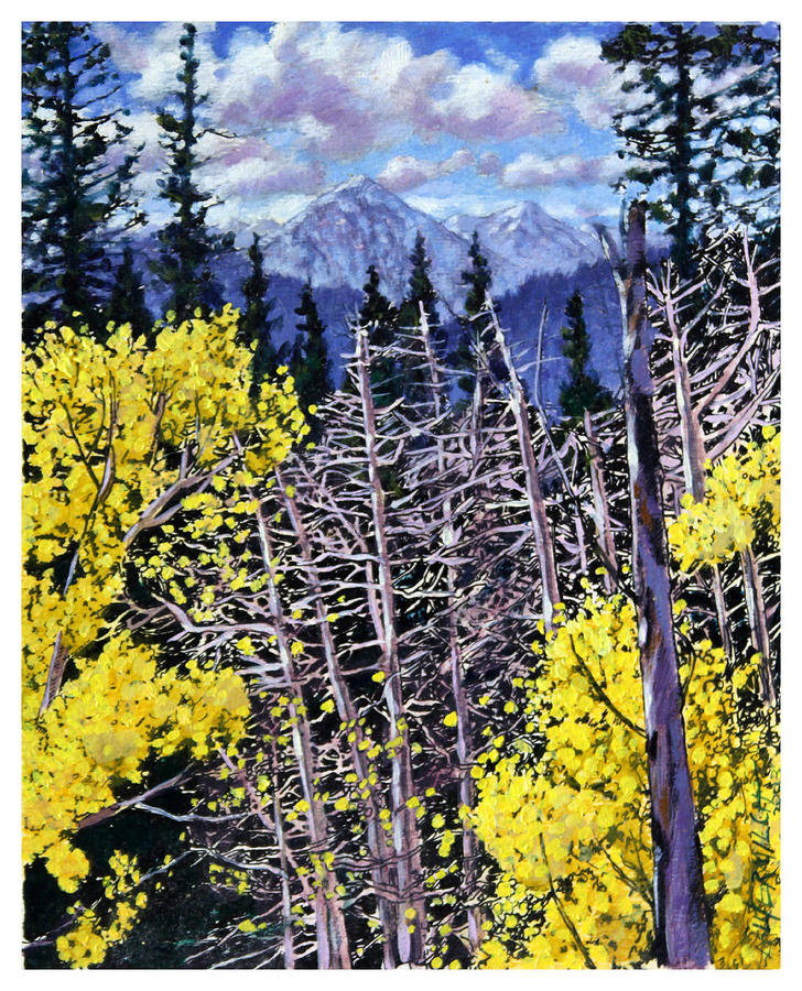 Falling Aspen Leaves Painting by John Lautermilch