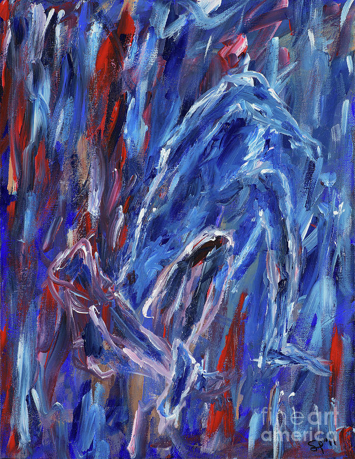 Abstract Painting - Falling Down by Samir Patel