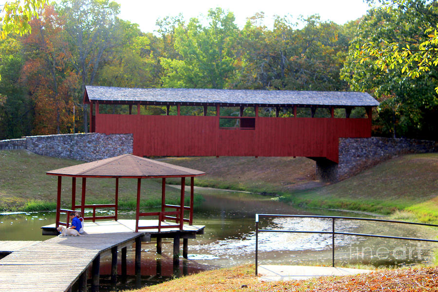 Falling for the Red Covered Bridge Photograph by Kathy  White