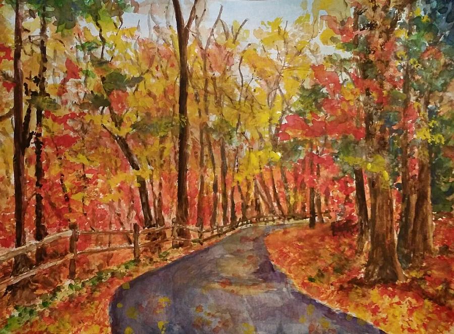 Falling Leaves I Painting by Cheryl Wallace