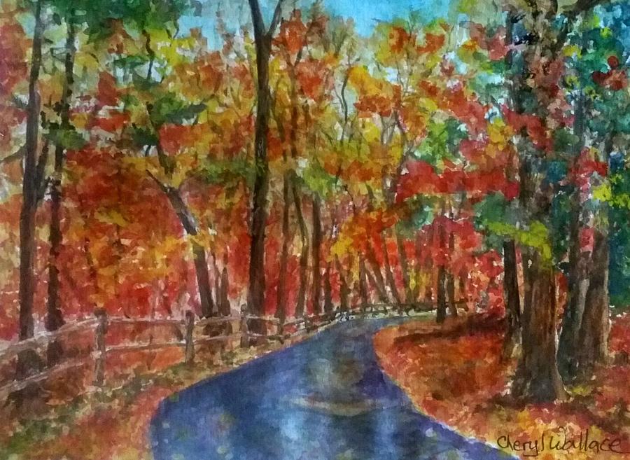 Falling Leaves II Painting by Cheryl Wallace