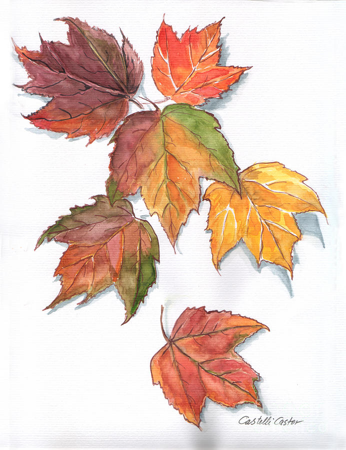 Falling Leaves Painting by JoAnne Castelli-Castor