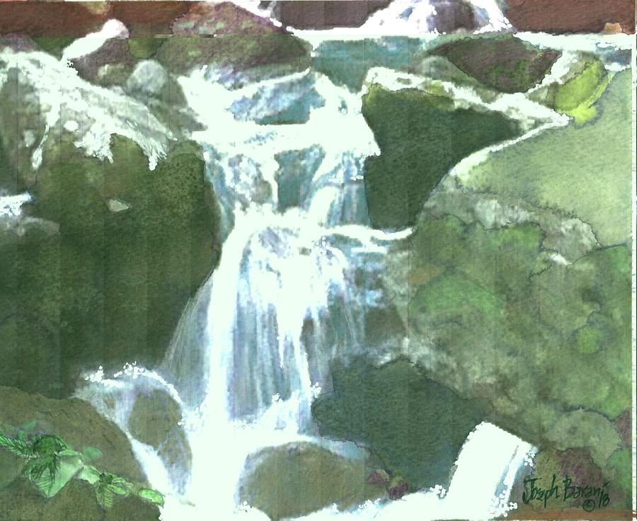 Waterfall Painting - Falling Waters by Joseph Barani Waterfall Painting - Falling Waters by Joseph Barani